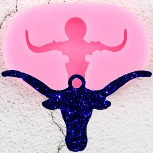 Shiny Bull Head Silicone Keychain Molds DIY Long Horn Cow Head Epoxy Mould Resin Crafting Molds Keychains Moulds