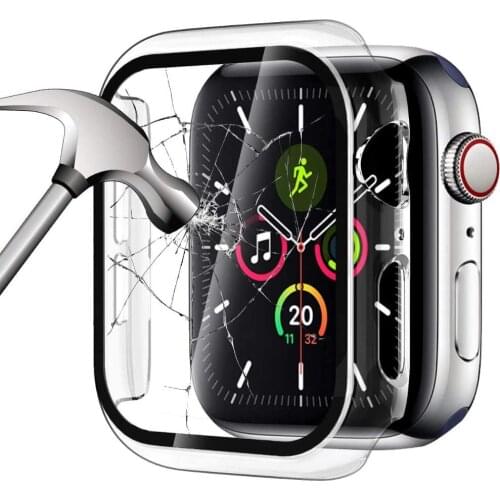 HD Case for Apple Watch Series 6 SE 5 3 40mm 44mm Built-in Tempered Glass Full Screen Protector Bumper Cover iWatch Accessories