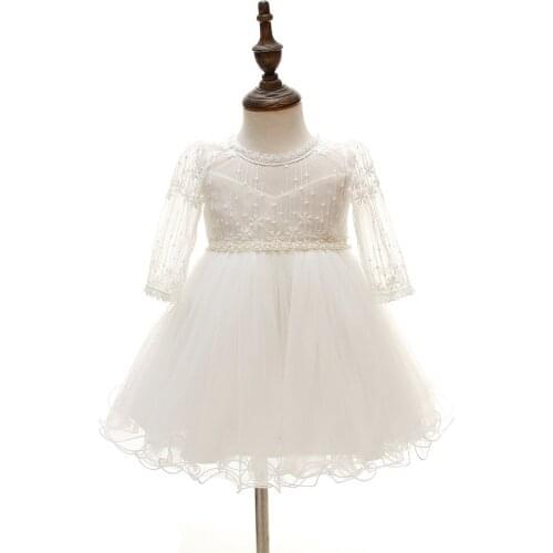 Baby Girl Long Sleeved Formal Dresses Infant Princess 1 Year Birthday Party Wedding Dresses For Toddler Chirstening Gown