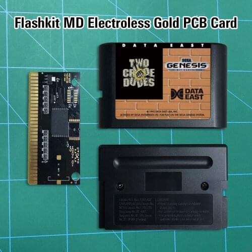 Two Crude Dudes - Flashkit MD Electroless Gold PCB Card 16 bit MD Games Cartridge For MegaDrive Genesis console