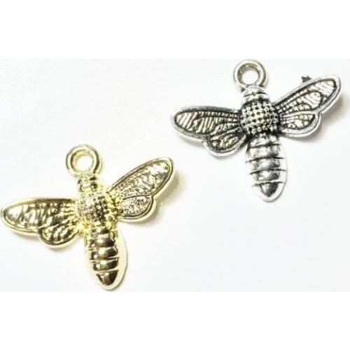 Eruifa 20pcs 18mm Pretty Bee Charms Zinc Alloy necklace,earring bracelet jewelry DIY handmade 2 colors