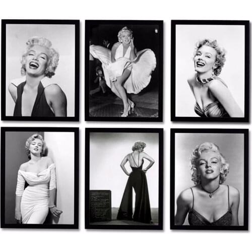 Classical Movie Star Canvas Painting Marilyn Monroe Poster Wall Art Home Decor Picture And Prints Black White Figure Painting