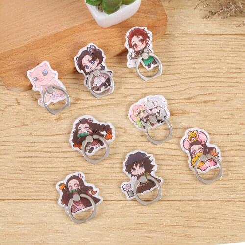 Cute Anime Acrylic Cartoon Demon Slayer Kimetsu no Yaiba Mobile Phone Finger Ring Holder Bracket for iPhone 11 pro for Xiaomi