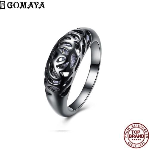 GOMAYA Hollow Out Cocoon White Zircon Rings For Women Classic Vintage Style Ring Prom Fashion Jewelry Birthday Gift For Friend