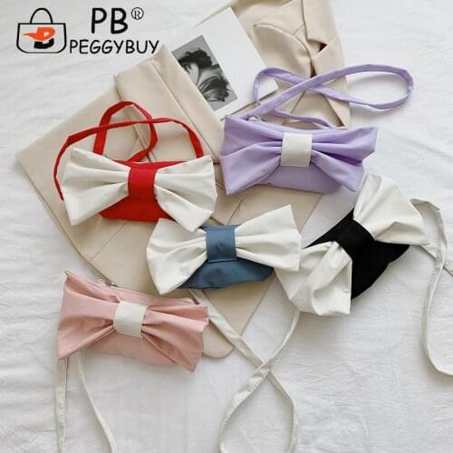 Fashion Hit Color Bowknot Crossbody Bag Casual Women Small Handbag Elegant Summer Shoulder Bag for Women Wallet