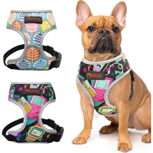 Nylon Dog Cat Harness Printed French Bulldog Harness Puppy Small Dogs Harnesses Vest for Chihuahua Yorkshire Walking Training