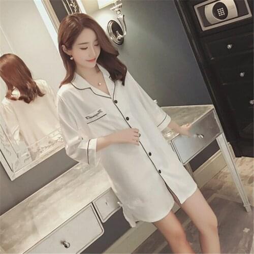 5 XL Nightdress lapel cardigan womans rayon plus fat size thin section home skirt evening sexy skirt bathrobe Sleepwear