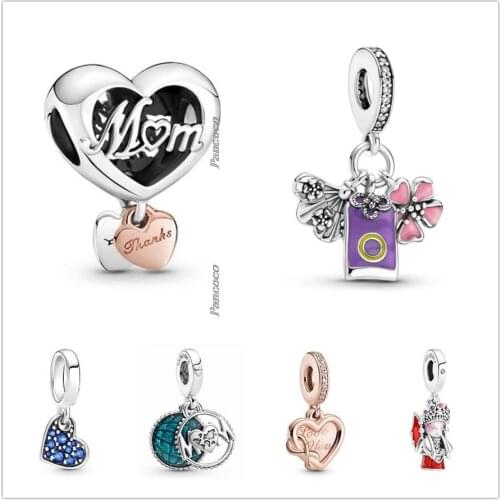 Original 925 Sterling Silver Glitter Globe Mum Dangle Charm Beads Fit Pandora Bracelet & Necklace Jewelry