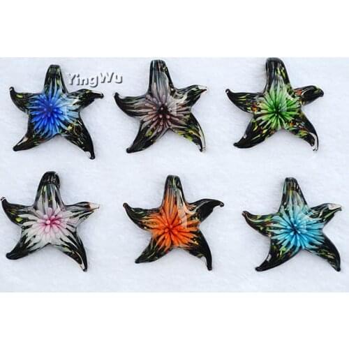 Yingwu 6Pcs Pendant Selling Animal Starfish Crystal Murano Lampwork Glass Fit Necklace Wedding Party Gift Wholesale