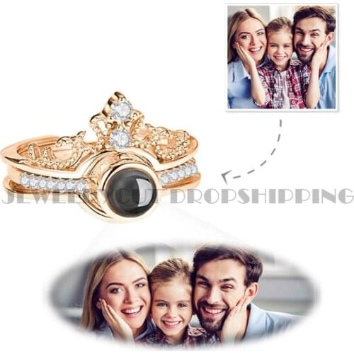 Custom Photo Projection Adjustable Ring Love Memory Sparkly Rings Jewelry Gift ,Valentines day Gifts One Ring Two Use
