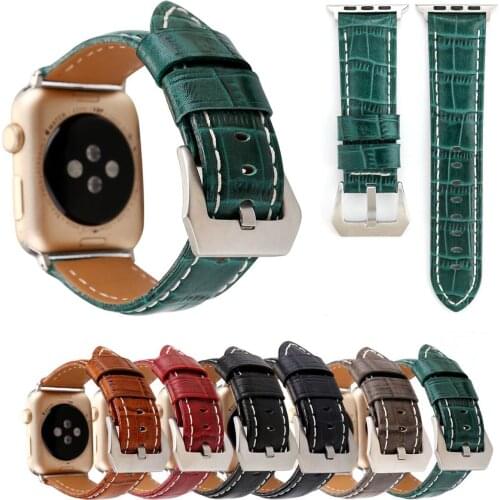 Retro Style Crocodile Real Leather Band for Apple Watch iWatch Series 1/2/3 Strap 42mm 38mm Genuine Leather Wristband Accessory