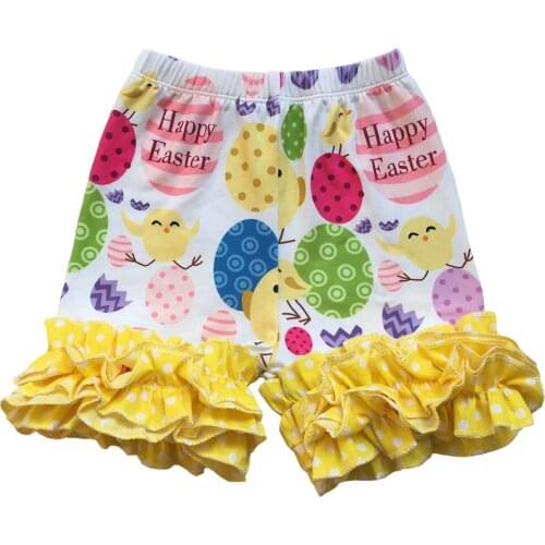 Happy Easter baby clothing cute egg icing girls triple ruffle shorts Hearts printed baby shorts for Valentines Day St. Patricks