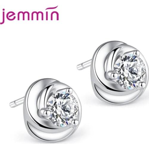 Trendy Women Children Stud Earrings Original 925 Silver Clear Purple Cubic Zircon Claw Setting Winding Flower Style Jewellery