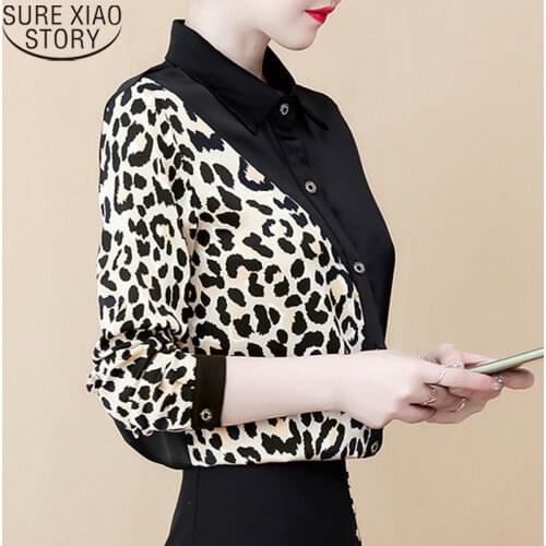 Sexy Leopard Blouse 2021 Autumn Fashion Long Sleeve Shirt Women Casual Womens Tops and Blouses Plus Size Blusas blouses 8054