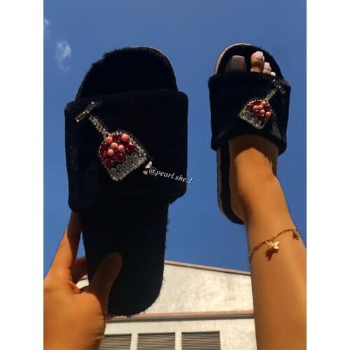 2021 New Ladies Designer Faux Fox fur slippers Outside shoes designer slippers famous brands Comfortable Faux Fox fur Winter sli