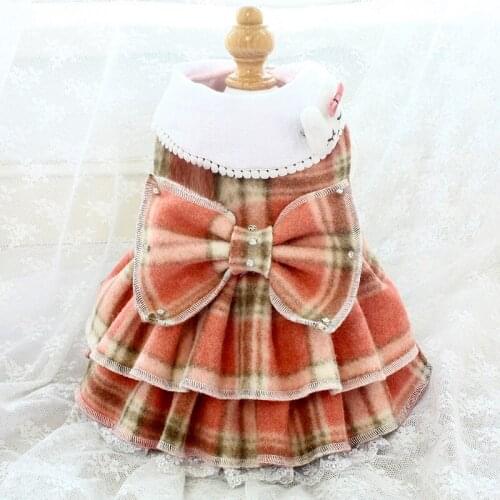 Handmade Luxury Winter Dog Coat Dress Pet Clothes Apparel Jacket Soft Warm Comfortable Woolen Plaid Walking Holiday Party Poodle