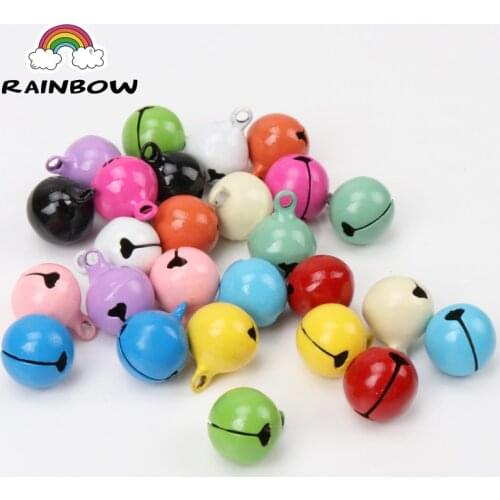 8mm 10pcs Mix color Copper Round Loose Beads Jingle Bells Christmas Tree Ornamen Decoration Pendants Party Home Accessories