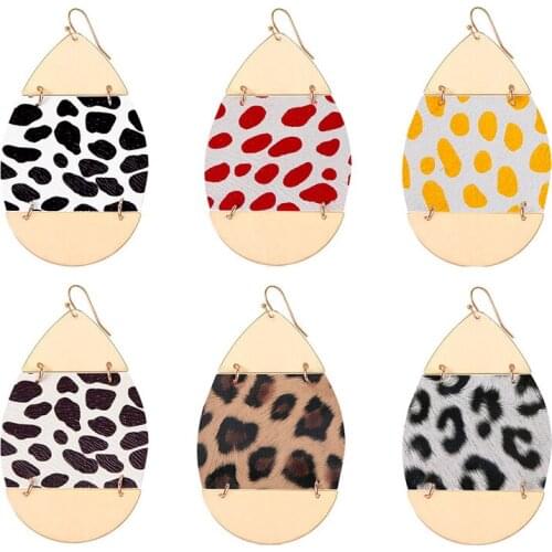 ZWPON 2019 New Gold Leopard Joint Leather Teardrop Earrings for Women Trendy Summer Earrings Jewelry Accessories Wholesale