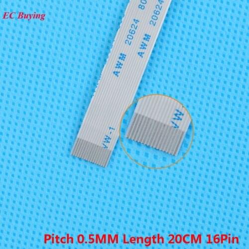 5Pcs FFC 200mm Length 16 Pin Ribbon Cable 16Pin Flat Cable Reverse Direction 0.5mm Pitch 20cm Length Opposite 16Pins For TTL