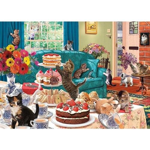 5D DIY Diamond Painting Full Square/Round Drill "Scenery Cake Cat" 3D Rhinestone Embroidery Cross Stitch Gift Home Decor Gift