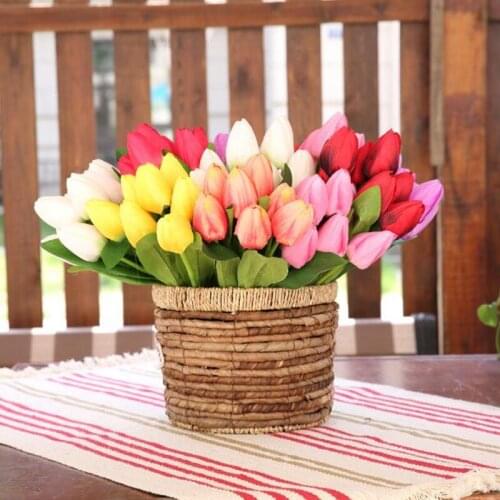 7 Heads PU Artificial Flowers Real Touch fake Tulip Flower for Home Wedding Party Home diy table Decoration Flower bouquet