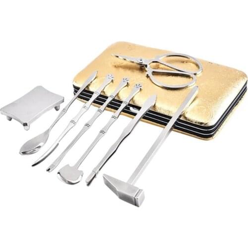 8 Pcs/set Stainless Steel Eating Crab Tools Lobster Crab Cracker Tool Kit Seafood Tools Set Kitchen Spooner Small hammer Gadget