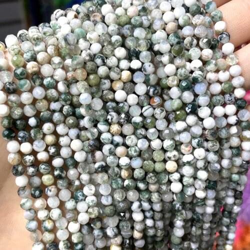 2 3 4mm Natural Faceted Tree Agates Gem Loose Spacer Stone Beads For Jewelry Making Charm DIY Bracelet Earrings Accessories