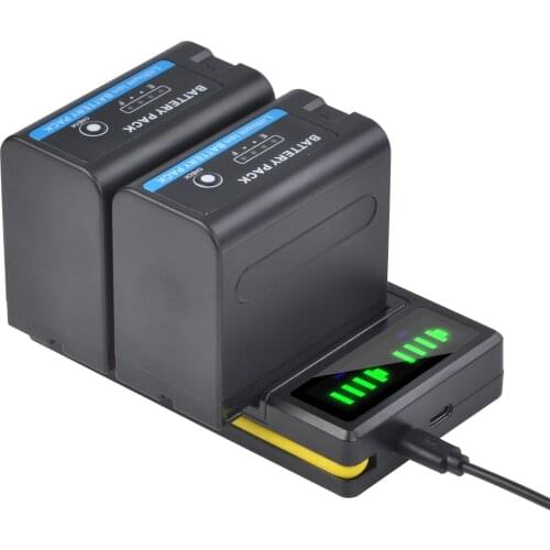 Batmax NP-F970 NP-F960 Battery with LED indicator+LED USB Dual Charger for Sony F960 F550 F570 F750 F770 MC1500C 190P 198P F950