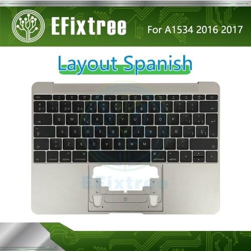 Spanish Grey Topcase C Case Housing Palmrest For Macbook Retina 12'' A1534 Top Case With Keyboard Layout 2016 2017 EMC 2991