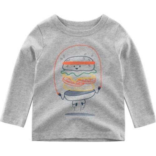 BoyS Bottoming Shirt Long Sleeve T-Shirt Autumn ChildrenS Wear Gray Long Sleeve Grey Cotton Boy Clothing Boy Clothing