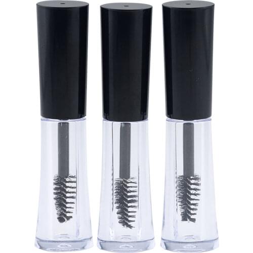 2 ml plastic transparent empty mascara tube vial container with black cap for eyelash growth mascara cosmetic storage bottle
