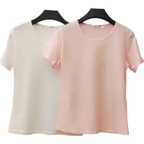 Tee Shirt 15 Solid Color Basic T Shirt Women Casual Harajuku Summer Top Korean Hipster White Tshirt S-XL Wholesale Hot