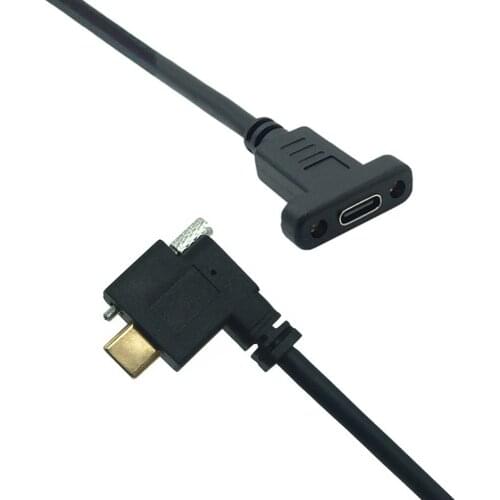 USB C Cable Type C Male to Female Extension Cable with Panel Mount Screw,USB 3.1 Female to USB-C Male Extending Wire 0.3M 0.6M