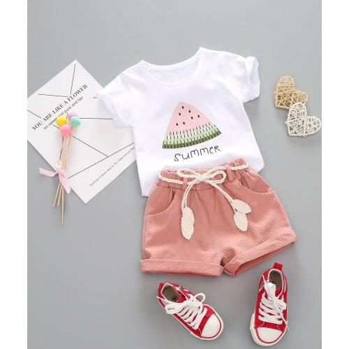 Baby girls summer clothing set new fashion cotton t-shirt+shorts 2pcs infant kids girls outfits for bebes tracksuit