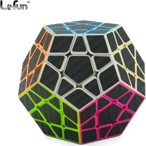 Lefun 3x3 Megaminx Speed Magic Cube Twist Puzzle Toy Brain Teaser Carbon Fibre Sticker 3D IQ Game Dodecahedron Gift Black 1PCS
