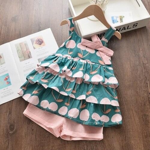 Summer Dresses Girls New Korean Style Children Clothing Baby Sling Top + Shorts Suit Sleeveless Princess Dress Kid Girl Clothes