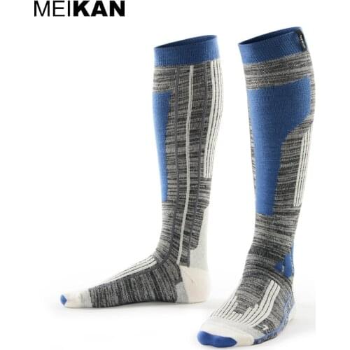 MEIKAN 1 Pair Sport Skiing Wool Thicken Winter Snowboarding Socks Anti-slip Knee Protection High Ski Socks For Men Women