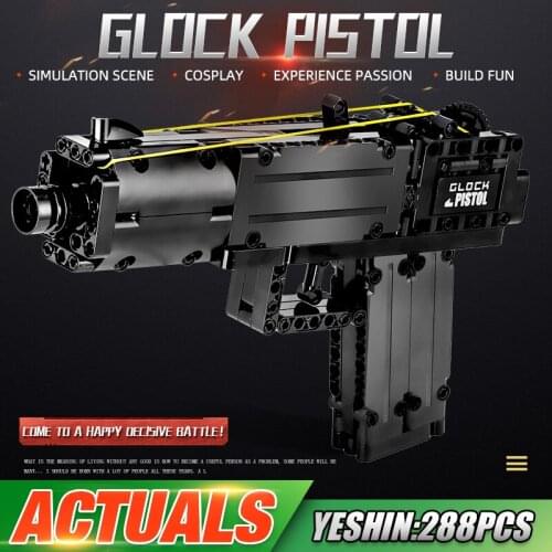 MOULD KING 14008 Block Gun MOC Glock Automatic Pistol Model Building Block Assembly High-Tech Bricks Toys Kids Christmas Gift