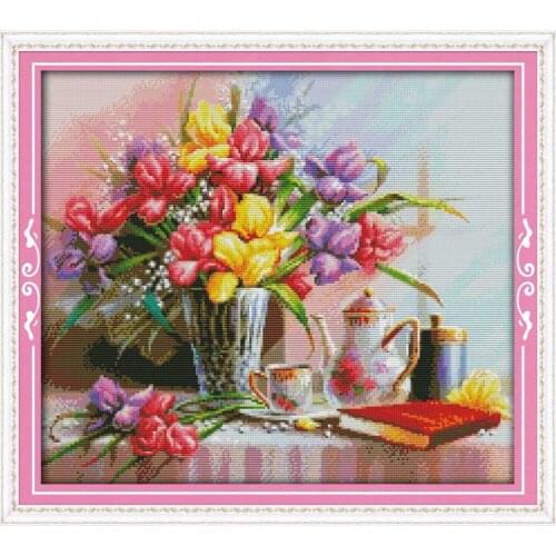 Beautiful flowers Patterns Counted Cross Stitch 11CT 14CT Cross Stitch Set Wholesale Cross-stitch Kit Embroidery Needlework