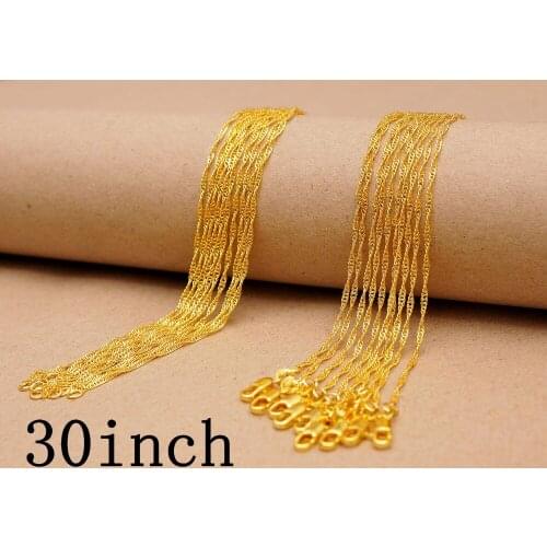 2015 New Fashion 5 PCS 30 inch vacuum plated Gold-COLOR Necklace water wave chain for women/men Free Shipping