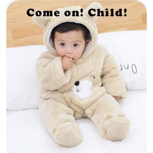 Newborn Boy Girl Clothes Outfits Infant Jumpsuit Animal Overall 0-12 Month Hooded Rompers Baby Jumpsuit Winter Warm Coral Fleece