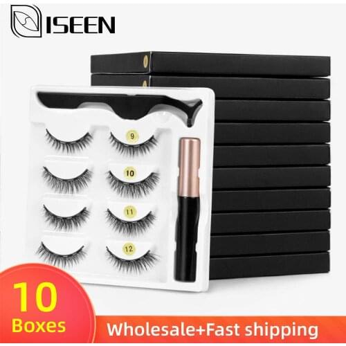 Wholesale 10 Boxes/Set Natural Short Magnetic Eyelashes False Lashes Magnetic Eyeliner Tweezer Set Mink Lashes Extension