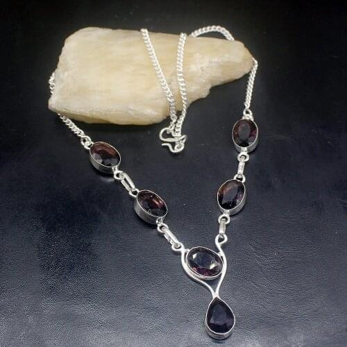 Gemstonefactory Jewelry Big Promotion 925 Silver Delicate Charms Purple Amethyst Women Chain Necklace 46cm 202101605