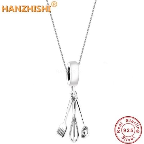 Tableware Necklace 925 Sterling Silver Knife Fork Spoon Pendant Box Chain Necklace Vintage Fine Jewellery Gift for Women Men