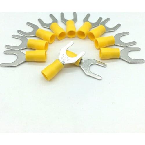 SV5.5-6 Yellow Furcate Pre-insulating Terminal(Type TO) Cold pressed terminals/Cable Connector/Wire Connector 100PCS/Pack
