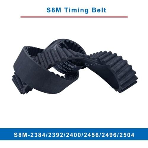 Timing belt S8M-2384/2392/2400/2456/2496/2504 teeth pitch 8 mm circular teeth belt width 20/25/30/40 mm for 8M timing pulley