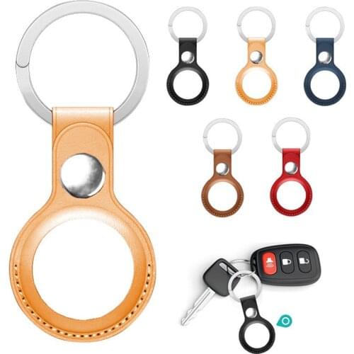 Luxury Leather Protective Case For Airtag Cover Anti-lost Locator Tracker Airtag Shockproof Case With Keychain For Apple Airtags