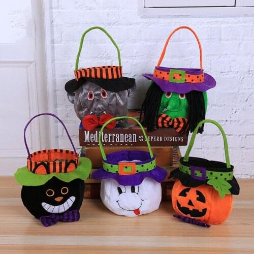 Halloween Loot Party Kids Pumpkin Trick Treat Tote Bags Candy Bag Halloween Candy Storage Portable Gift Basket Holiday Supplies