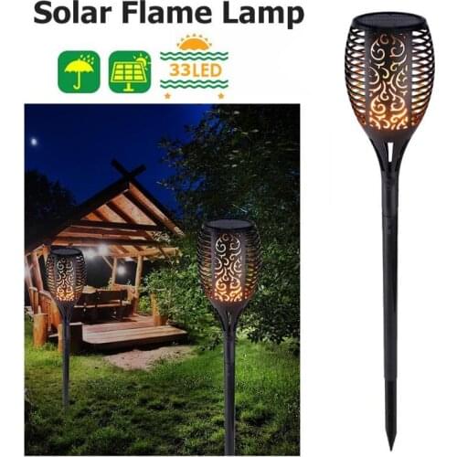 33LED Light Control Solar Flame Light Outdoor Waterproof Garden Decoration Torch Lamp Dance Flame Light for Courtyard Balcon
