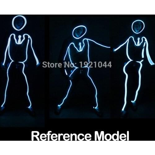 YEAHUI LED Light Clothing EL Wire Suits Illuminated Costumes EL Clothes Neon Light for Dance Glowing Party Decoration